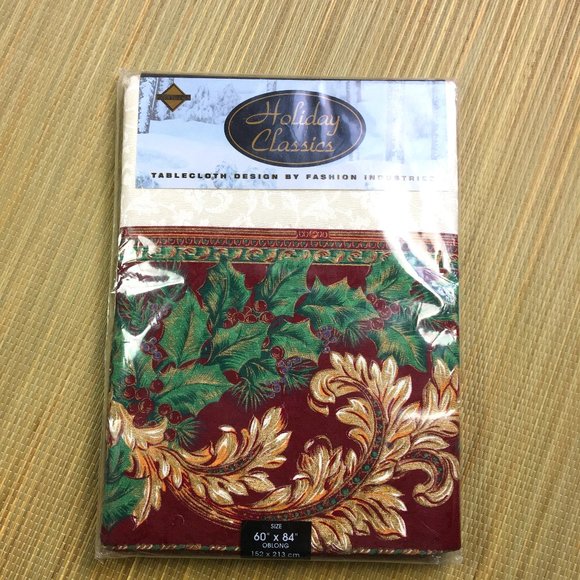Holiday Christmas Table Cloth Oblong New - Picture 1 of 6